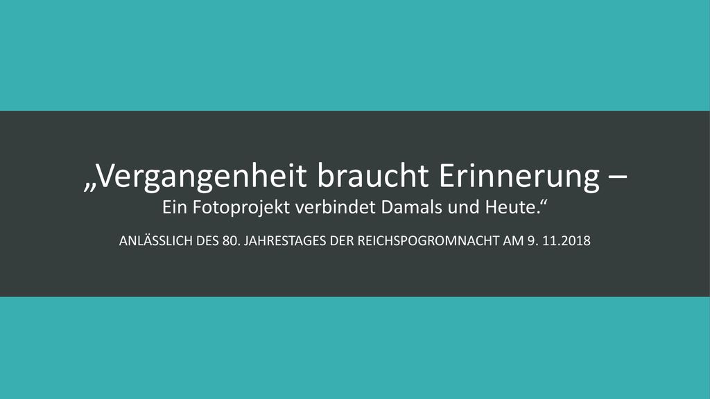 Anlässlich des 80. Jahrestages der Reichspogromnacht am
