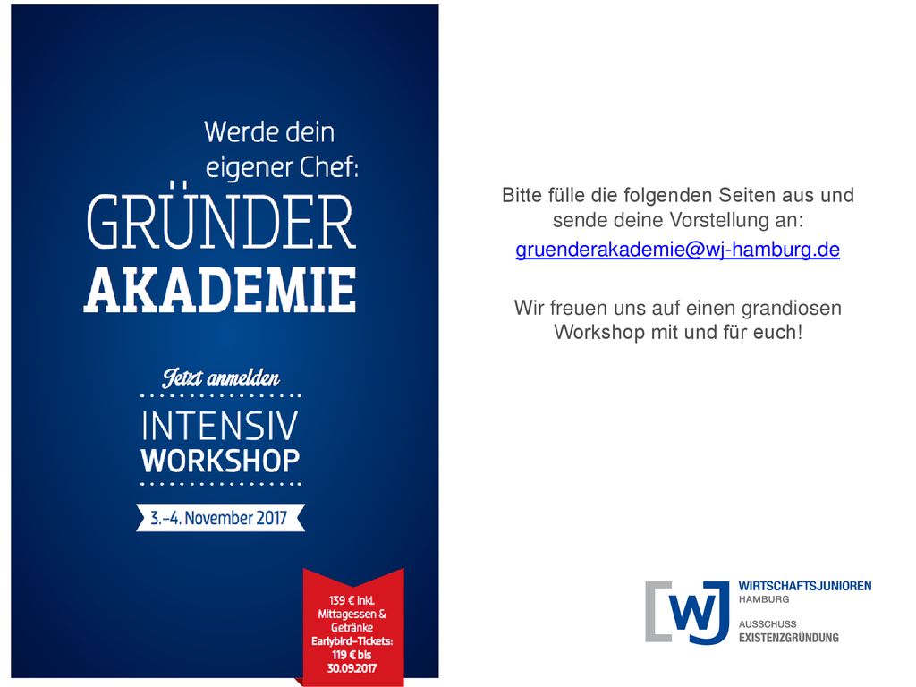 Bitte fülle die folgenden Seiten aus und sende deine Vorstellung an: