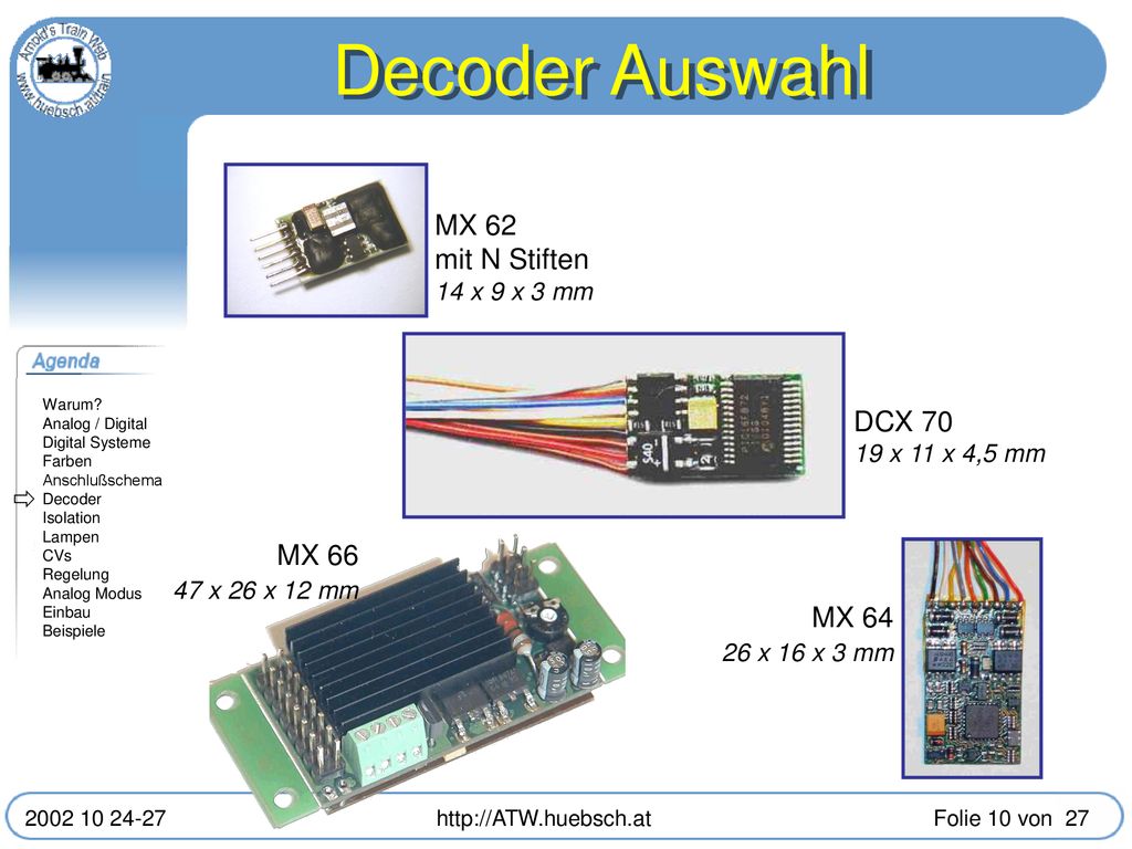 Decoder Auswahl MX 62 mit N Stiften 14 x 9 x 3 mm