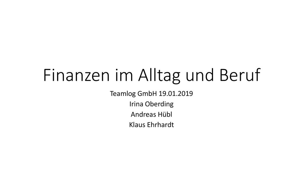 Finanzen im Alltag und Beruf