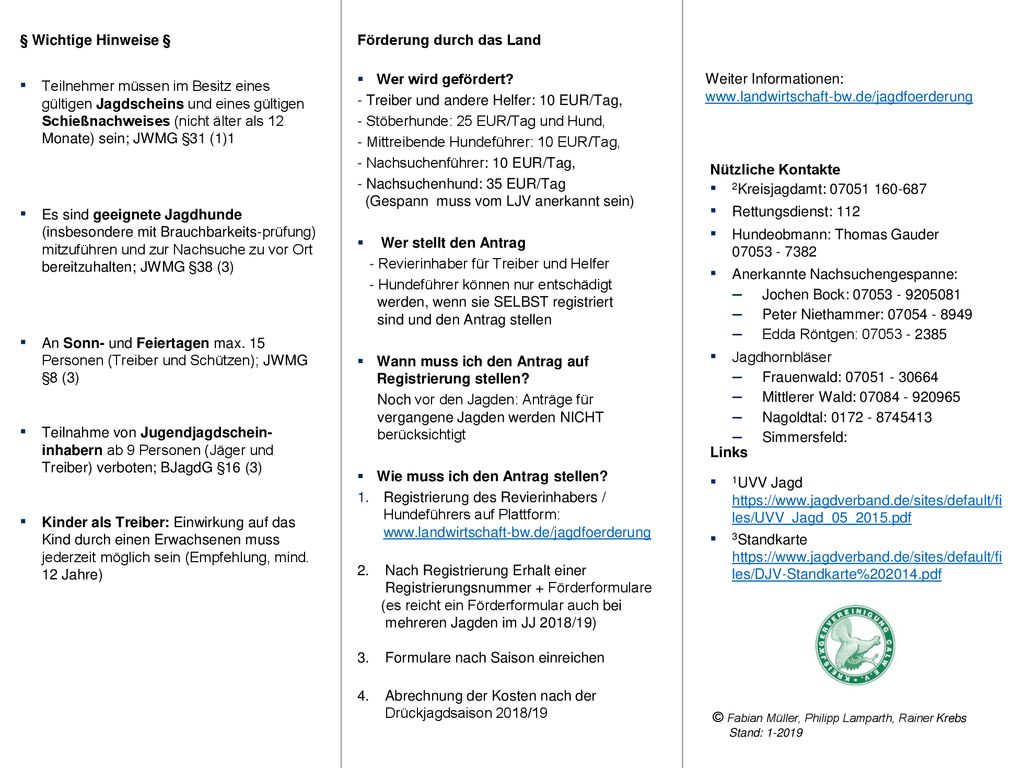 § Wichtige Hinweise § Förderung durch das Land. Weiter Informationen: