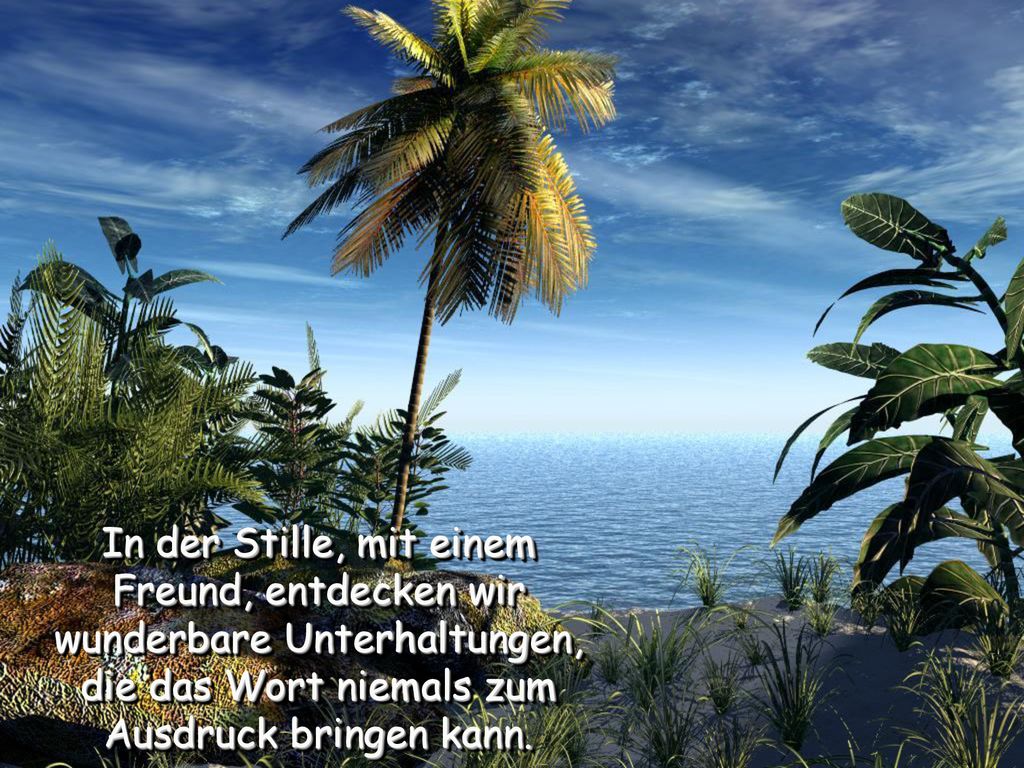 In der Stille, mit einem Freund, entdecken wir wunderbare Unterhaltungen, die das Wort niemals zum Ausdruck bringen kann.