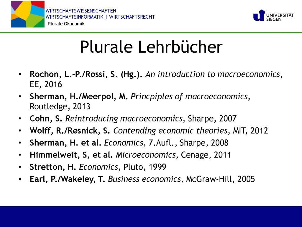 Plurale Ökonomik Plurale Lehrbücher. Rochon, L.-P./Rossi, S. (Hg.). An introduction to macroeconomics, EE,