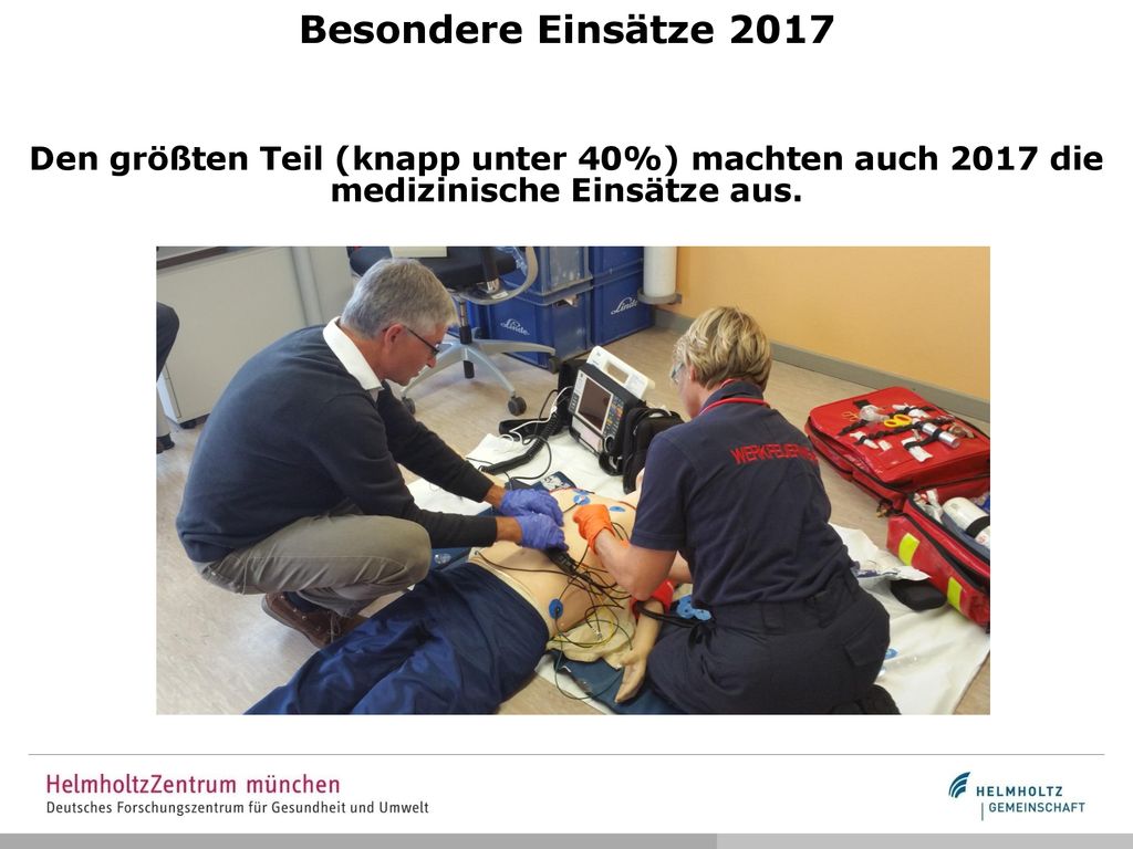 Besondere Einsätze 2017 Den größten Teil (knapp unter 40%) machten auch 2017 die medizinische Einsätze aus.