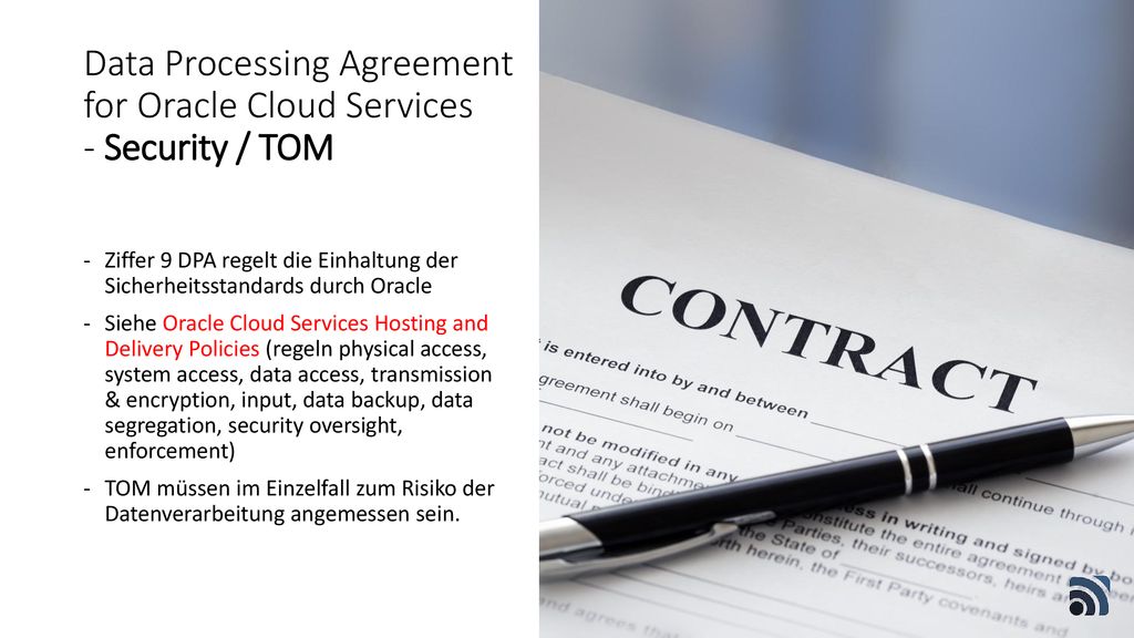 Data Processing Agreement for Oracle Cloud Services - Security / TOM
