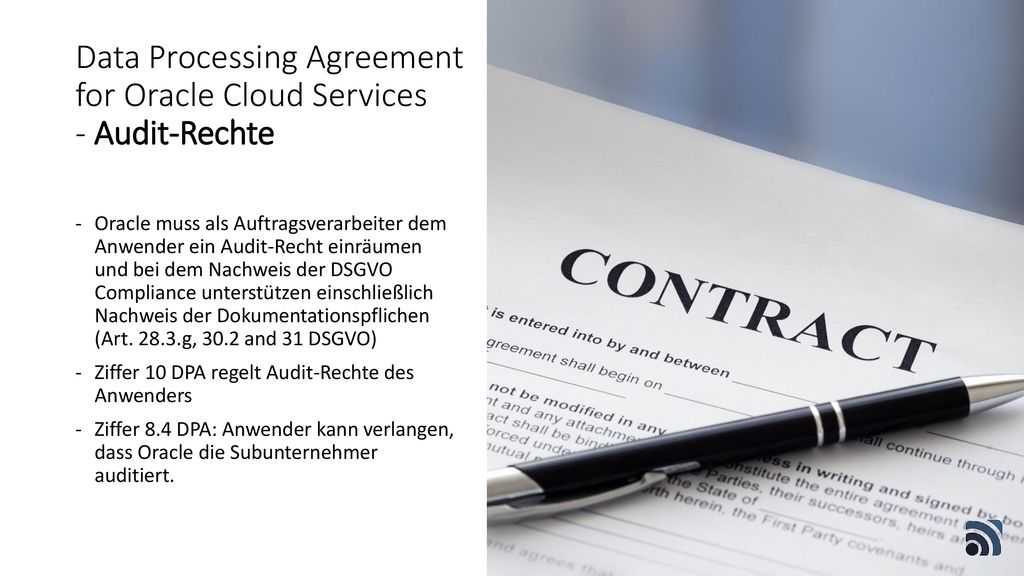 Data Processing Agreement for Oracle Cloud Services - Audit-Rechte