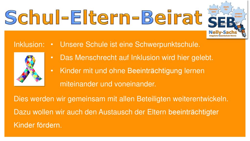 Inklusion: Unsere Schule ist eine Schwerpunktschule. Das Menschrecht auf Inklusion wird hier gelebt.