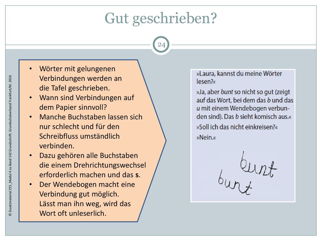 Gut geschrieben Wörter mit gelungenen Verbindungen werden an die Tafel geschrieben. Wann sind Verbindungen auf dem Papier sinnvoll