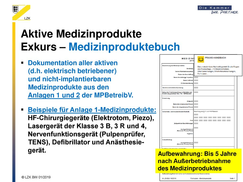 Aktive Medizinprodukte Exkurs – Medizinproduktebuch