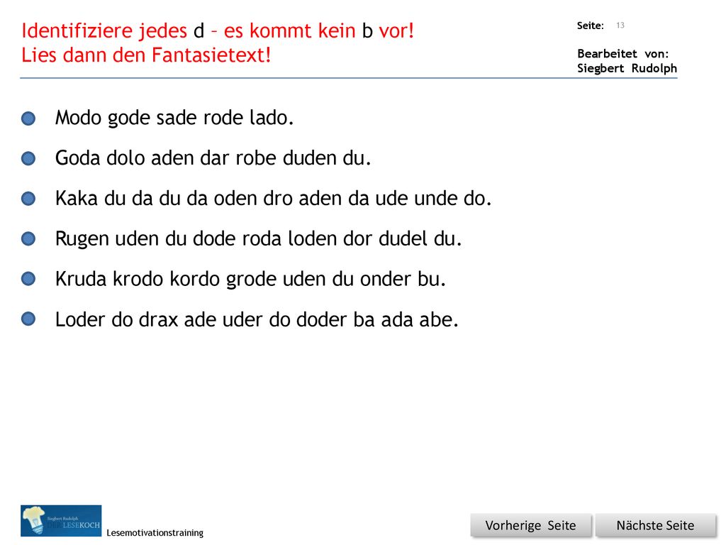 Identifiziere jedes d – es kommt kein b vor!