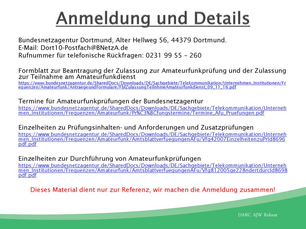 Anmeldung und Details Bundesnetzagentur Dortmund, Alter Hellweg 56, Dortmund.