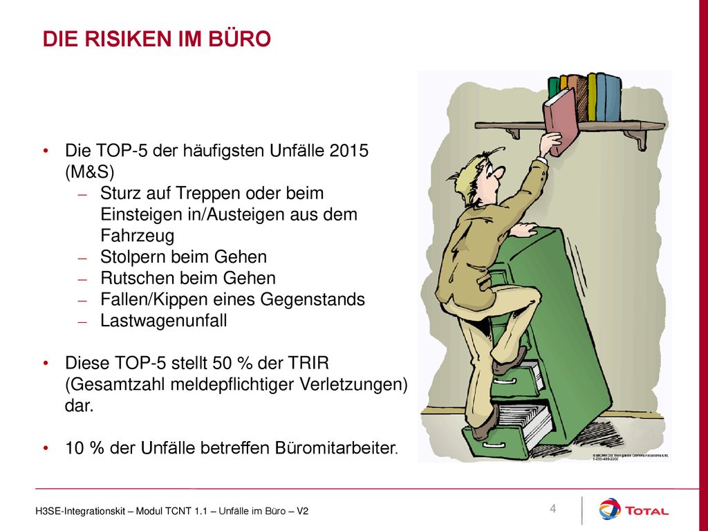DIE RISIKEN IM BÜRO Die TOP-5 der häufigsten Unfälle 2015 (M&S)