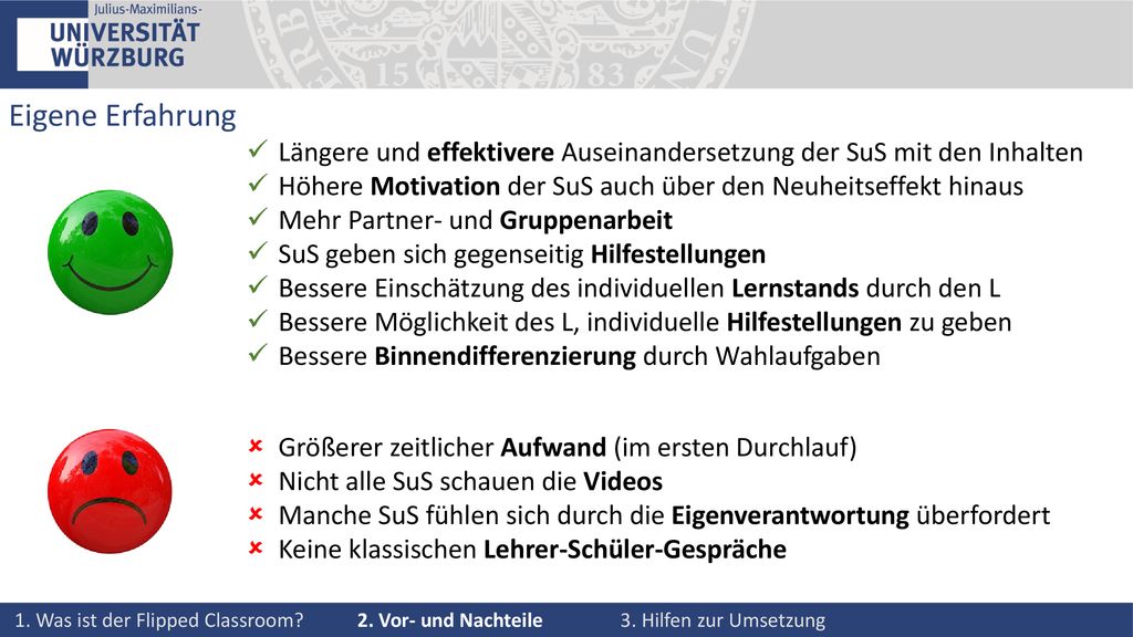 Eigene Erfahrung Längere und effektivere Auseinandersetzung der SuS mit den Inhalten. Höhere Motivation der SuS auch über den Neuheitseffekt hinaus.