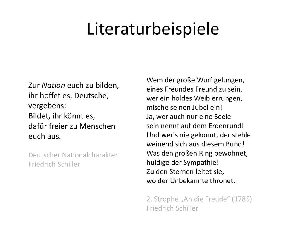 Literaturbeispiele Zur Nation euch zu bilden, ihr hoffet es, Deutsche,