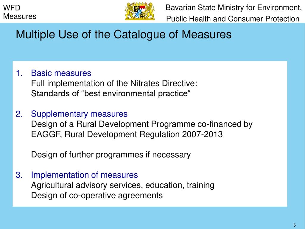 Multiple Use of the Catalogue of Measures