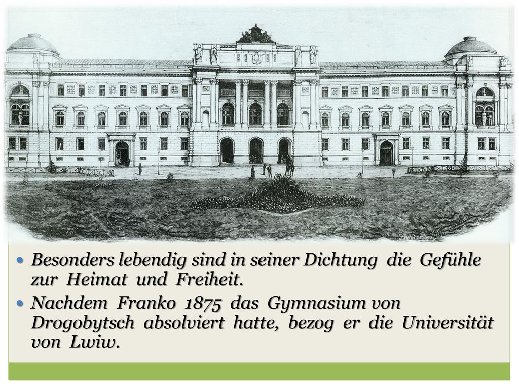 Besonders lebendig sind in seiner Dichtung die Gefühle zur Heimat und Freiheit.