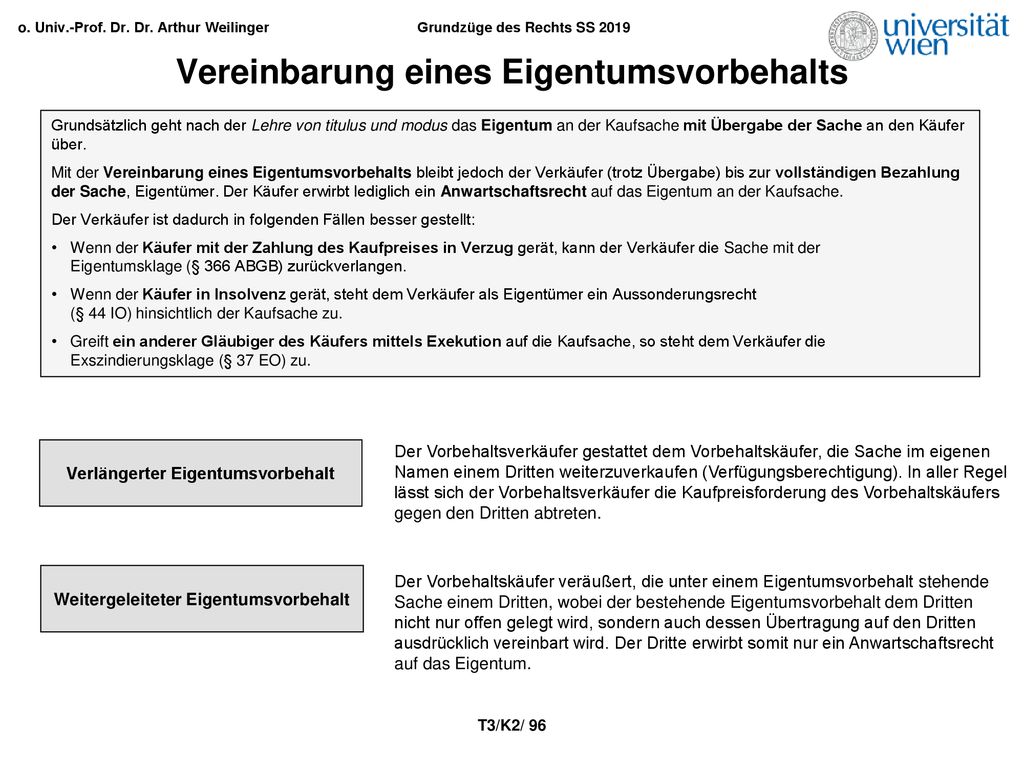 Vereinbarung eines Eigentumsvorbehalts