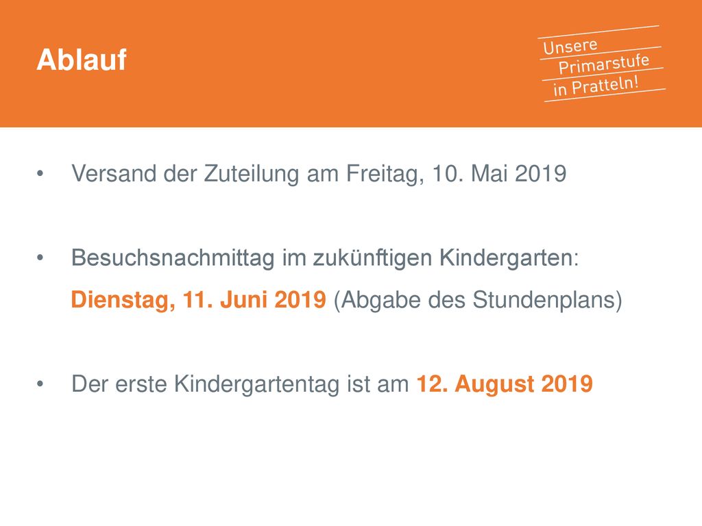 Ablauf Versand der Zuteilung am Freitag, 10. Mai 2019