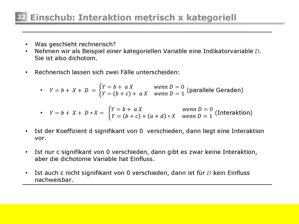 Einschub: Interaktion metrisch x kategoriell
