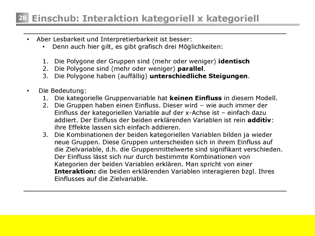 Einschub: Interaktion kategoriell x kategoriell