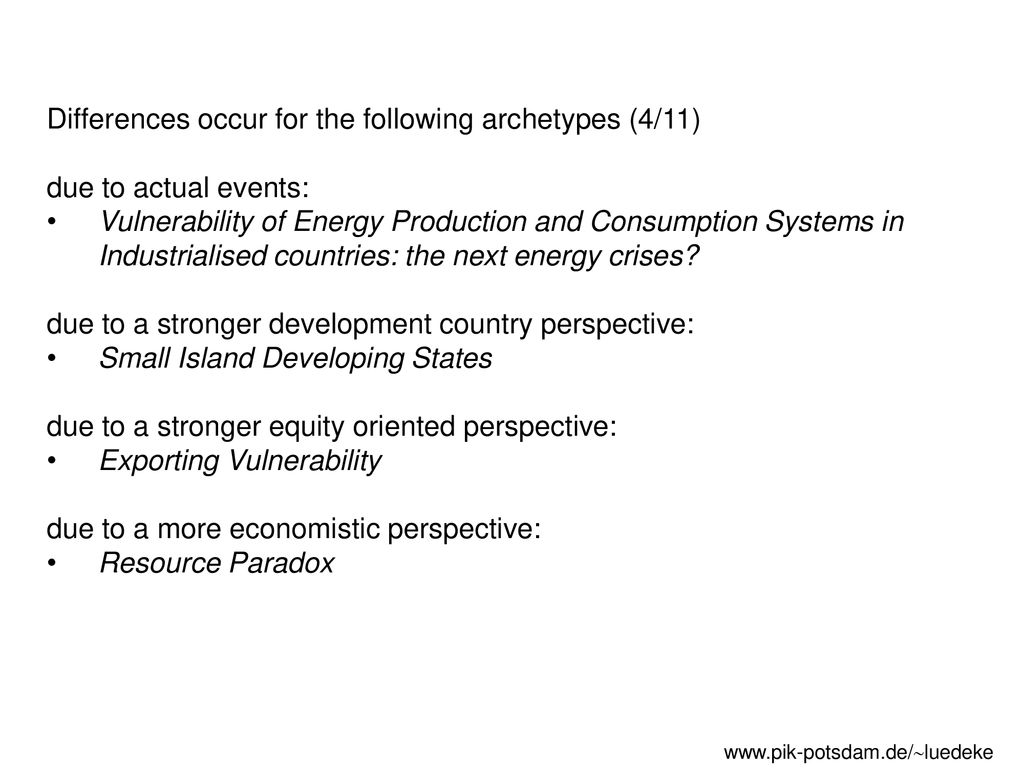 Differences occur for the following archetypes (4/11)