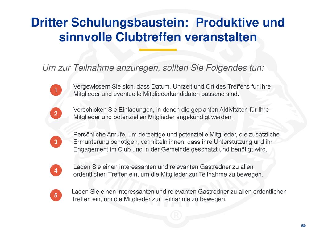 Dritter Schulungsbaustein: Produktive und sinnvolle Clubtreffen veranstalten