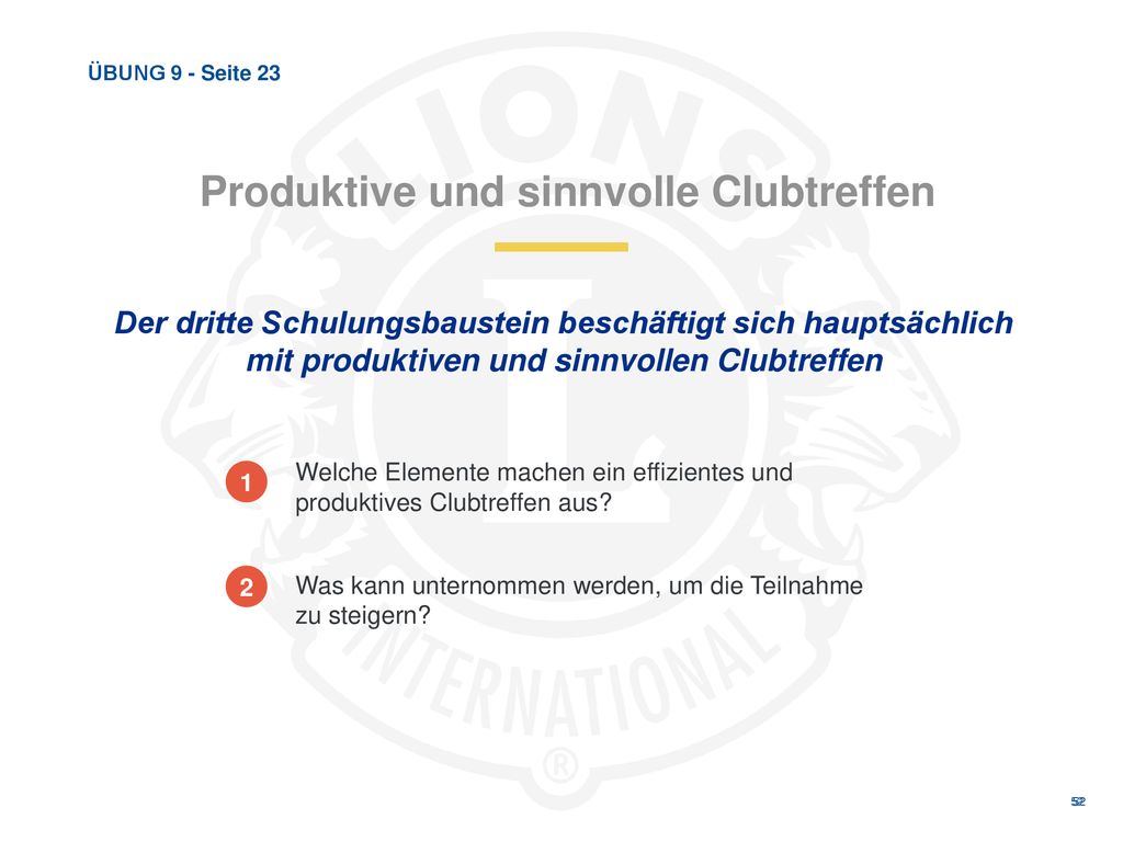 Produktive und sinnvolle Clubtreffen