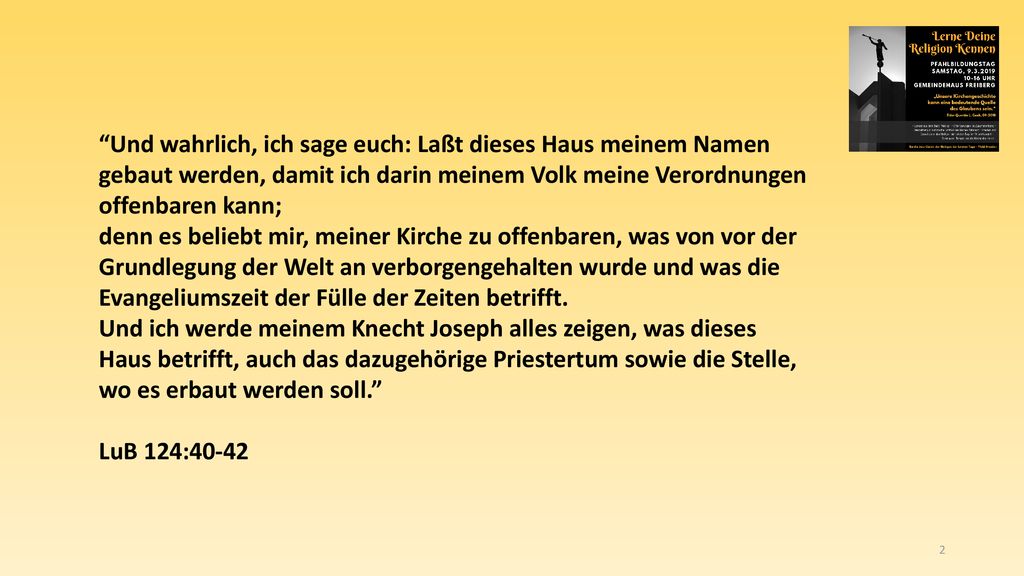 Und wahrlich, ich sage euch: Laßt dieses Haus meinem Namen