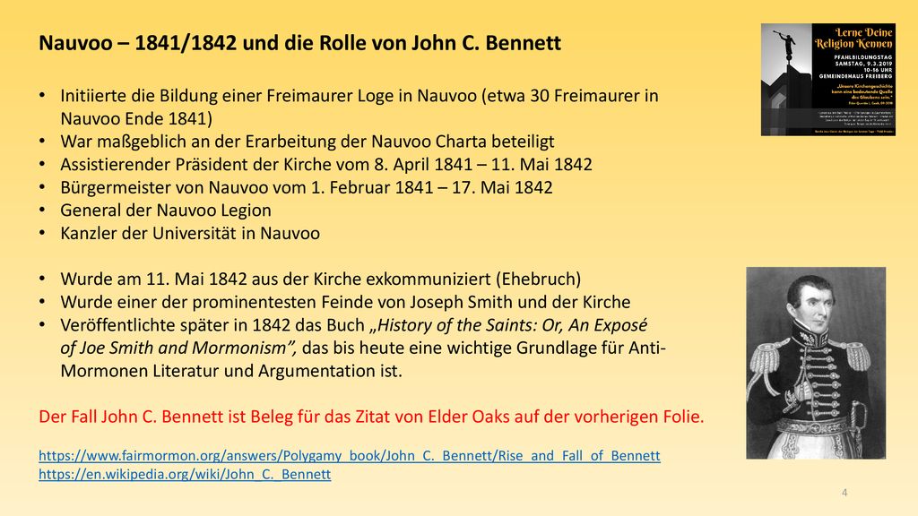 Nauvoo – 1841/1842 und die Rolle von John C. Bennett