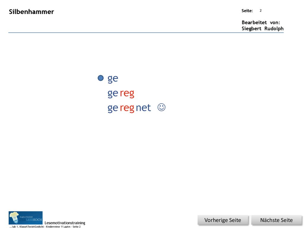 ge ge reg ge reg net J Silbenhammer Vorherige Seite Nächste Seite