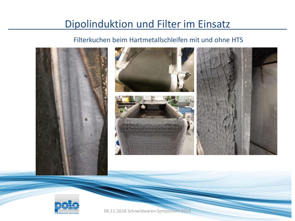 Filterkuchen beim Hartmetallschleifen mit und ohne HTS