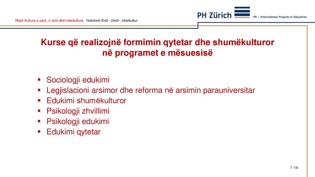 Kurse që realizojnë formimin qytetar dhe shumëkulturor në programet e mësuesisë