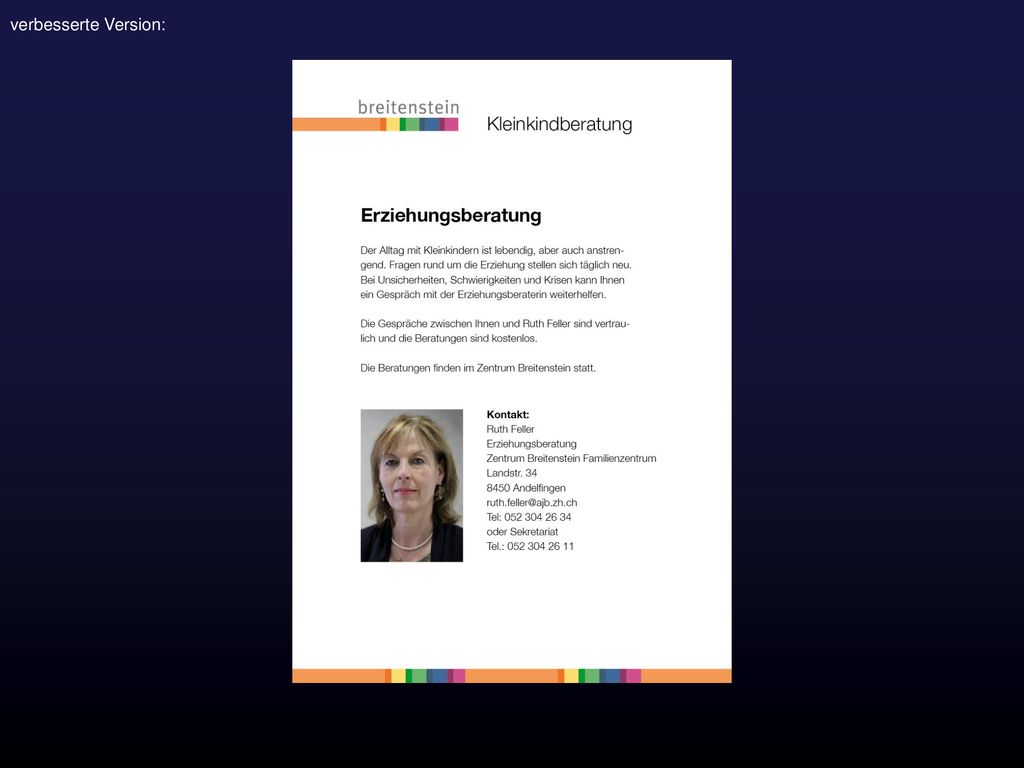 Konzentration der Information: Kopfbereich für CD (Brand)
