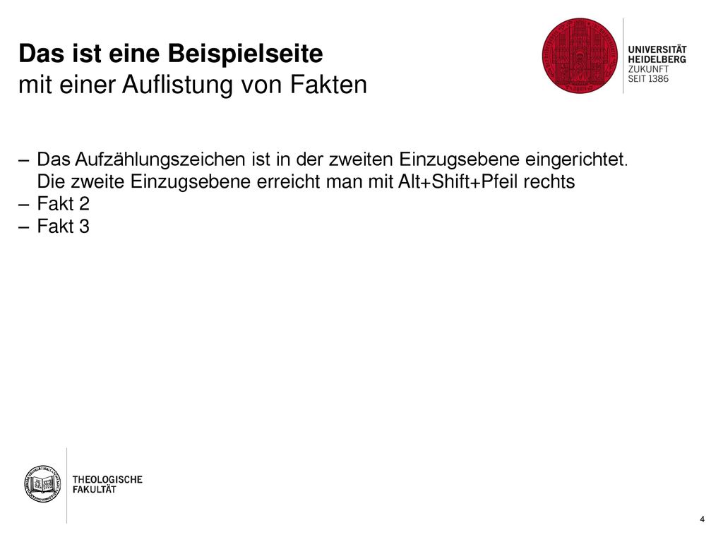 Das ist eine Beispielseite mit einer Auflistung von Fakten