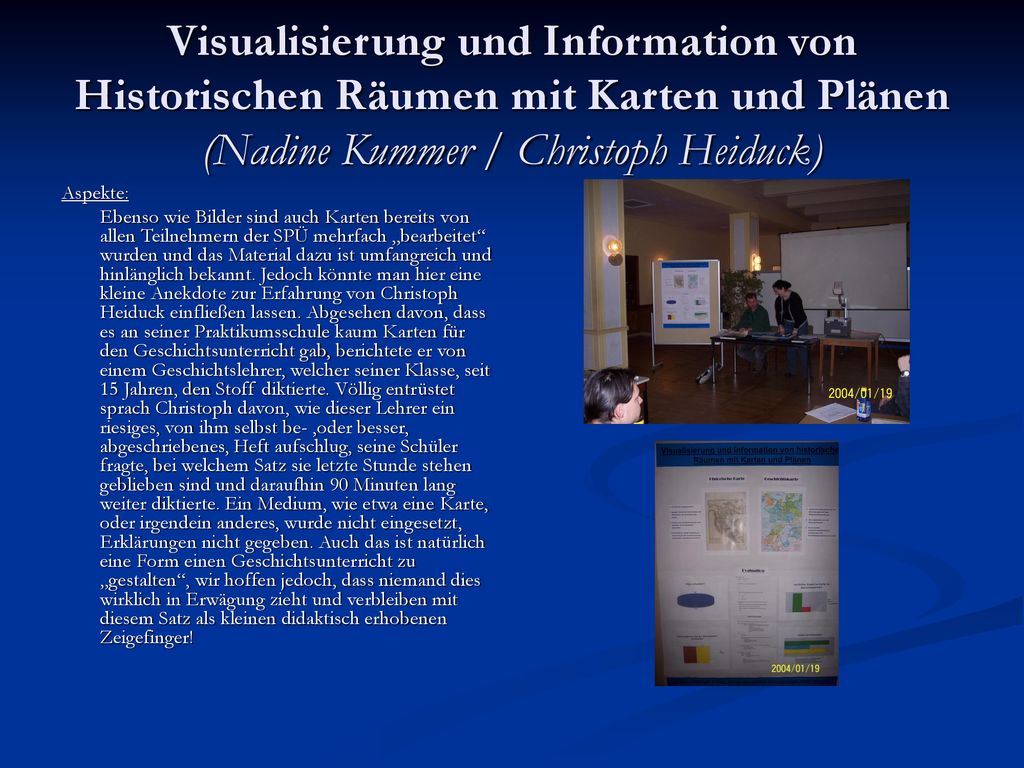 Visualisierung und Information von Historischen Räumen mit Karten und Plänen (Nadine Kummer / Christoph Heiduck)
