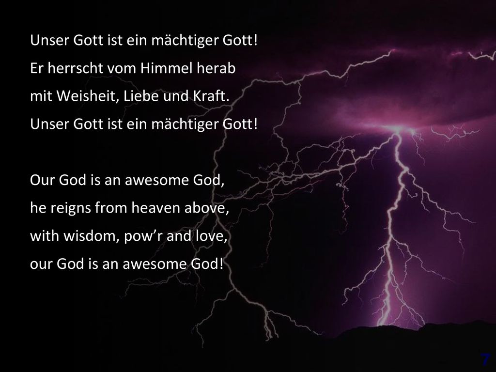 Unser Gott ist ein mächtiger Gott (Refrain de + en) [G]