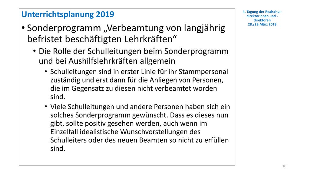 4. Tagung der Realschul-direktorinnen und -direktoren 28./29.März 2019