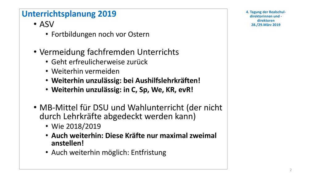 4. Tagung der Realschul-direktorinnen und -direktoren 28./29.März 2019