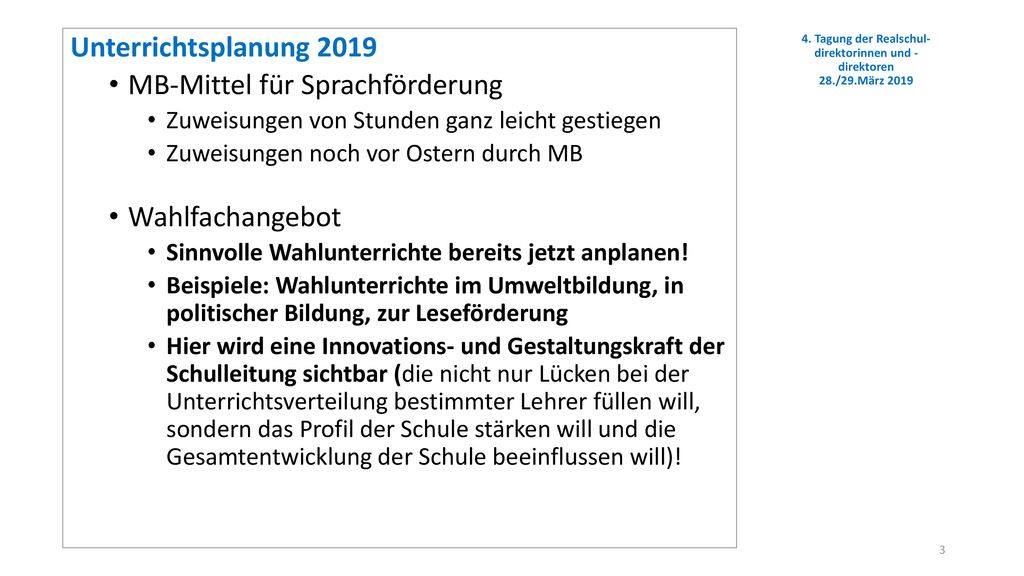4. Tagung der Realschul-direktorinnen und -direktoren 28./29.März 2019