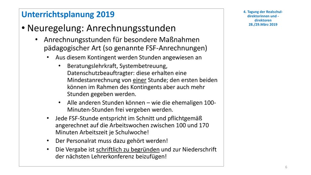 4. Tagung der Realschul-direktorinnen und -direktoren 28./29.März 2019