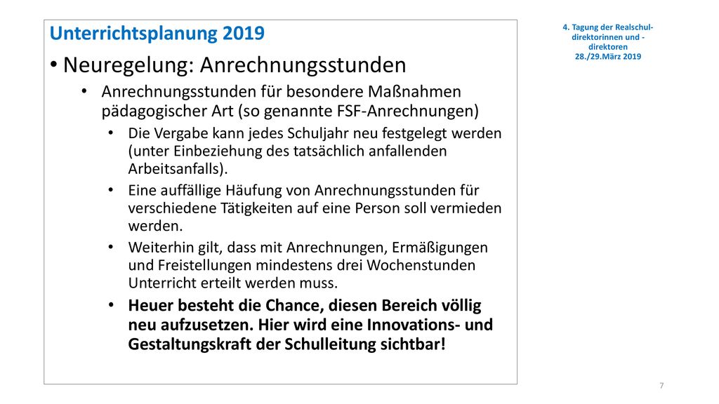 4. Tagung der Realschul-direktorinnen und -direktoren 28./29.März 2019