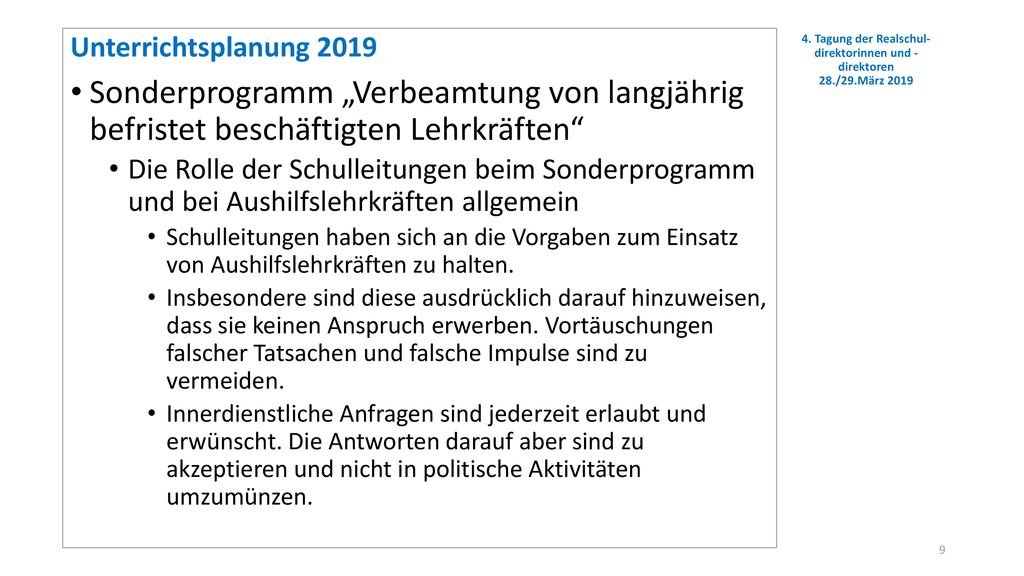 4. Tagung der Realschul-direktorinnen und -direktoren 28./29.März 2019