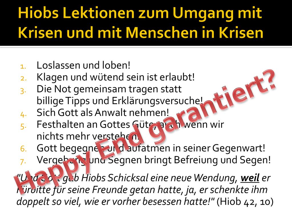 Hiobs Lektionen zum Umgang mit Krisen und mit Menschen in Krisen