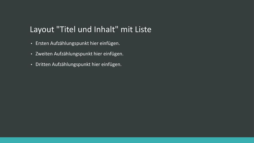 Layout Titel und Inhalt mit Liste