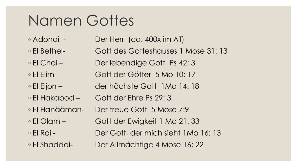 Namen Gottes Adonai - Der Herr (ca. 400x im AT)