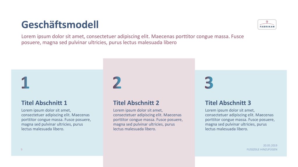 1 2 3 Geschäftsmodell Titel Abschnitt 1 Titel Abschnitt 2