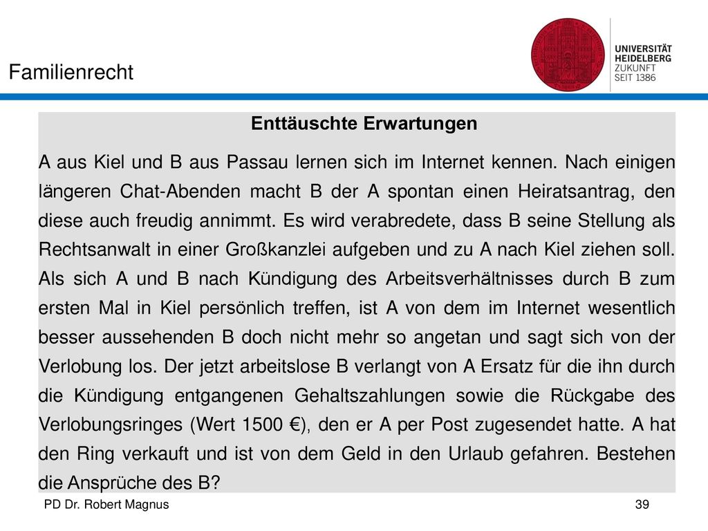 Enttäuschte Erwartungen A aus Kiel und B aus Passau lernen sich im Internet kennen.
