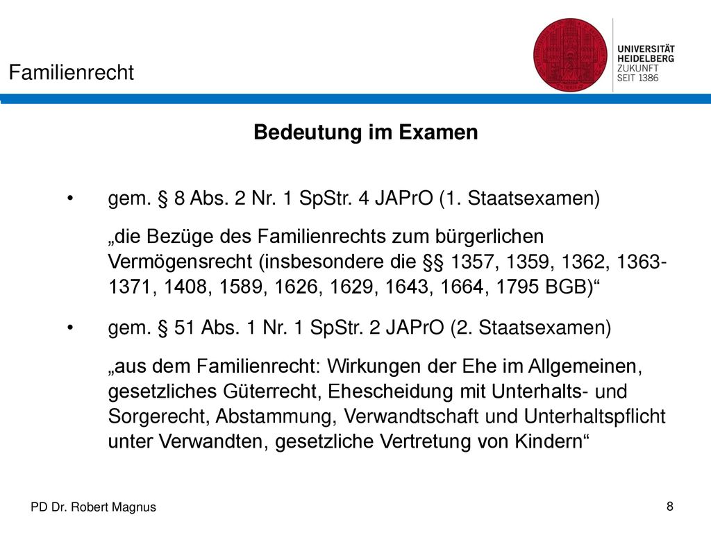 Bedeutung im Examen gem. § 8 Abs. 2 Nr. 1 SpStr. 4 JAPrO (1. Staatsexamen)