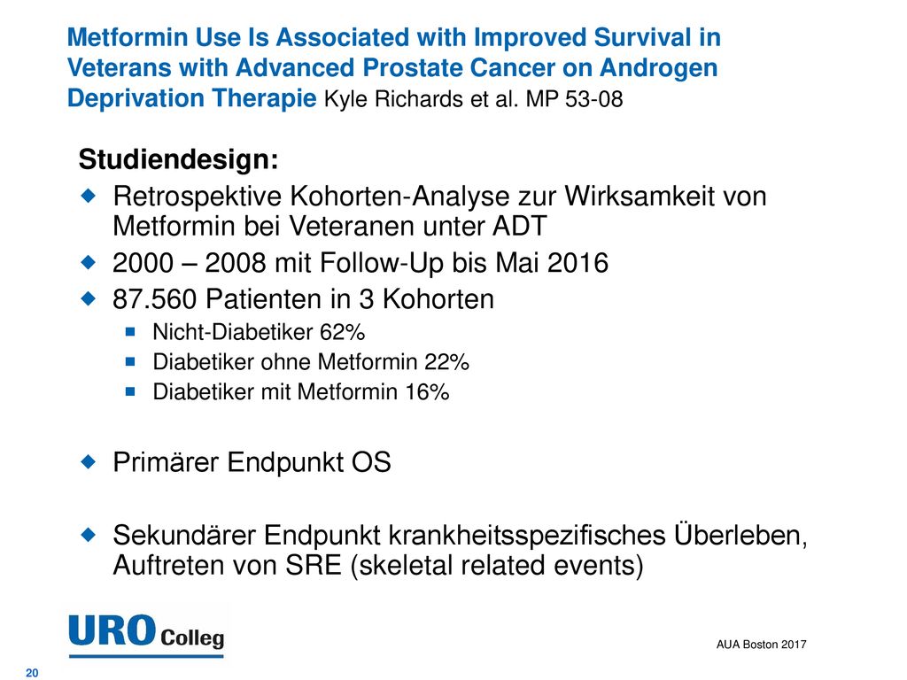 Metformin Use Is Associated with Improved Survival in Veterans with Advanced Prostate Cancer on Androgen Deprivation Therapie Kyle Richards et al. MP 53-08