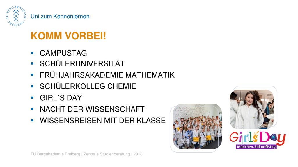 KOMM VORBEI! CAMPUSTAG SCHÜLERUNIVERSITÄT FRÜHJAHRSAKADEMIE MATHEMATIK